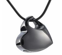 GMLRTOSPT Colgante Hold My Heart para Mujer y Hombre, urna funeraria de cremación, joyería, Collar, Recuerdo de Cenizas, con Kit de Relleno, Grabado Gratis, Color Negro