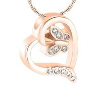 GMLRTOSPT Collar con Colgante de corazón de Plata y Mariposa de Cristal, de Acero Inoxidable, para Cenizas, para Mujer, en Oro Rosa.