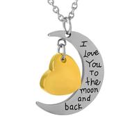 GMLRTOSPT Collar con Colgante de Luna y corazón Te Amo hasta la Luna y más allá, joyería de cremación, medallón conmemorativo para Mascotas, Hombres y Mujeres, para un año.