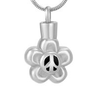 GMLRTOSPT Collar con Colgante de urna funeraria con símbolo de la Paz en Forma de Flor para Cenizas de cremación, urna Conmemorativa para Mascotas, medallón funerario para Mujer