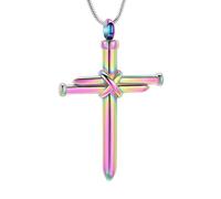 GMLRTOSPT Collar con urna con Forma de Cruz para Cenizas de Hombre, joyería de cremación con Colgante de medallón conmemorativo, joyería para un ser Querido, Colorido