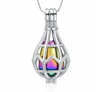 GMLRTOSPT Collar de urna en Forma de lágrima para Hombres Mujeres Joyería de cremación Vial Hueco de Cenizas Colgante de Recuerdo de Acero Inoxidable Relicarios de urna - Fragmentos con Colores