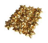 GMM Estrellas adhesivas navideñas doradas, lazos decorativos metalizados para paquetes de regalo, juego de lazos adhesivos de estilo festivo (12 unidades)
