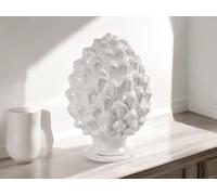 GMM Pigna Siciliana, Pigna artística, clásica, Moderna, Decorativa, Ornamental, piña Ornamental, diseño Siciliano, Objeto típico, bombonera 10 cm de Altura, (cerámica - Blanco)