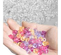 GMMA Cuentas transparentes de poni UV a granel, 1000 cuentas de plástico transparentes que cambian de color para pulseras y collares de amistad, joyería, suministros de decoración de fiestas
