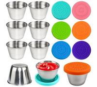 GMMG Recipientes para Salsas Pequeños 6 Piezas Mini Recipientes Para Aderezo de Ensalada con Tapa de Silicona(70 ML)