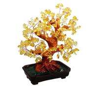 GMMH Feng Shui Suerte Árbol 25 cm Dinero algodón Bonsai Pfennig algodón Mano Piedra Oro