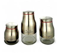 GMMH gmmhl Acero Inoxidable 3 Unidades Juego de recipientes Tarro Tarro de retención de hermético para café Cristal