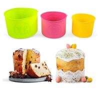 GMMH Juego de 3 moldes de silicona para panettone panetinne, pasteles navideños (coloridos), molde para hornear pan, paska kulich pan de Pascua, paskha kulitsch
