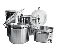 GMMH Juego de 4 recipientes de acero inoxidable para almacenar café