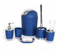 GMMH Juego de 6 accesorios para el cuarto de baño, dispensador de jabón, escobilla para el inodoro, azul oscuro