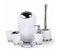 GMMH Juego de 6 accesorios para el cuarto de baño, dispensador de jabón, escobilla para el inodoro, blanco