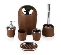 GMMH Juego de 6 accesorios para el cuarto de baño, dispensador de jabón, escobilla para el inodoro, marrón