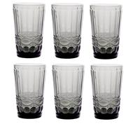 GMMH Juego de 6 copas de vino y vasos de colores vintage con relieve en relieve (lazo, gris, vaso de vino, copas de agua, vasos largos, copas de cóctel), diseño vintage