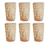 GMMH Juego de 6 vasos vintage con diseño acanalado (cristal, brillo dorado, vaso de agua)