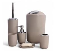 GMMH Juego de accesorios de baño de 6 piezas, organizador: dispensador de jabón, vaso para cepillos de dientes, cubo de cosméticos, cepillo y soporte, jabonera, cubo de basura, soporte para cepillo de