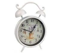 GMMH Reloj de mesa, diseño antiguo, vintage, retro, metal, con diseño de despertador (blanco 54-5)
