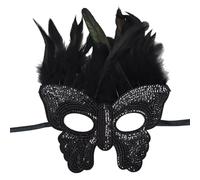 GMQWRK Máscara de carnaval veneciano con purpurina negra con lentejuelas brillantes de media cara, máscara de ojos con forma de mariposa con detalles de plumas, máscara de disfraces y gafas para