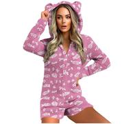 GMQWRK Pijama de forro polar para mujer, con capucha y orejas de oso, mullido, mullido, con cremallera completa, bolsillos, suave, cómodo, manga larga, de una sola pieza, ropa de descanso, Estilo 06