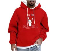 GMQWRK Sudadera con capucha para hombre, con bloques de color, talla grande, para uso casual y entrenamiento, para llevar con pantalones casuales negros, ropa de hombre, rosso, 4XL Grande alto