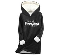 GMQWRK Sudadera con forro polar para mujer, con texto en inglés «Yes, I'm Still Freezing ME.» 24:7 con estampado de letras 24:7, sudadera holgada con capucha y refranes, sudadera con capucha de gran