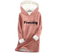GMQWRK Sudadera con forro polar para mujer, con texto en inglés «Yes, I'm Still Freezing ME.» 24:7 con estampado de letras 24:7, sudadera holgada con capucha y refranes, sudadera con capucha de gran
