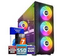 GMR Power Gaming PC - Ryzen 7 para Gamer | 32 GB de RAM | 1000 GB SSD | RX 580 Radeon | USB 3 | Windows 11 Prof | WiFi & Bluetooth