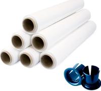 GMS - 6 Rollos de Film Estirable para Embalaje 375 metros + Aplicadores de plastico- Film Blanco de Alta Resistencia para Protección y Seguridad de Envíos y Almacenaje (Banco, 6 Rollo + 2Tacos)