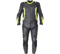 GMS GR-1 Traje de cuero de moto de dos piezas, negro-blanco-amarillo, tamaño 50 para Hombres