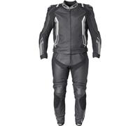GMS GR-1 Traje de cuero de moto de dos piezas, negro-gris-blanco, tamaño 48 para Hombres