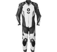 GMS GRC-1 Traje de cuero de motocicleta de una pieza, Blanco/negro/gris, Talla 50