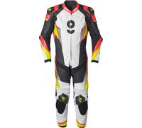 GMS GRC-1 Traje de cuero de motocicleta de una pieza, negro/rojo/amarillo, Talla 54