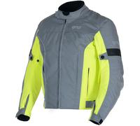GMS Lagos Chaqueta textil de moto impermeable, gris-amarillo, tamaño L para Hombres