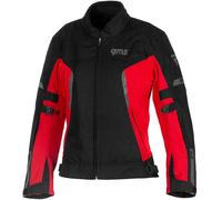 GMS Vega impermeable Chaqueta textil de motocicleta para mujer, negro-rojo, tamaño XL