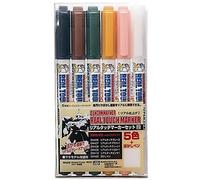 ＭＲ．ＨＯＢＢＹ＼ミスターホビー GMS113 Gundam Real Touch Marker Set 2, Rotuladores, Para pintar Gunpla, 5 colores & GM400 Grading Marker, Set de 6, Extra fino, Fino