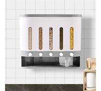 GMSLuu Dispensador para alimentos secos para el hogar organizador de cocina 5 cuadrículas, 10 l, recipiente transparente para cereales, caja de almacenamiento sellada para regalo de arroz frijoles