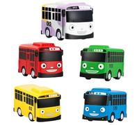 Gmubjux Juego de 5 piezas de autobús con función de retroceso, autobuses de juguete con 7 cm de tamaño, para juegos de rol creativos y desarrollo sensorial