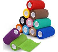 GMUFTIR Venda Cohesiva, 12 Rollos 10cm x 4,5m Venda Cinta Bendaje Adhesiva, Vendaje Deportivo No Tejido, Venda Autoadhesiva para Muñeca, Tobillo, Vet Wrap, Mascotas