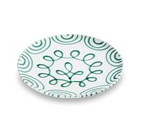 GMUNDNER KERAMIK Plato de Cena | Diámetro : 25 cm | Patrón Verde Llamas | Vajilla Hecha a Mano y con Amor en Austria