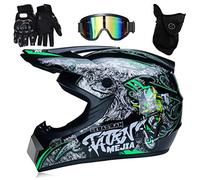 Gmuret Casco de Motocross Profesional, Casco de Motocross Dirt Bike Offroad con Guantes, Gafas de Seguridad, máscara a Prueba de Viento, Casco MTB Adecuado para Adultos y niños
