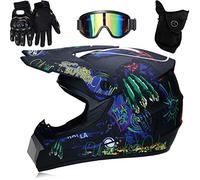 Gmuret Casco de Motocross Profesional para niños Adultos, Casco de Motocicleta Todoterreno de Motocross con Gafas Protectoras, Guantes, máscara de Montar