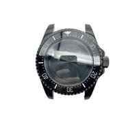 GMVGKLCPCF Apto for caja NH35 Caja de reloj acero inoxidable 44 mm Conjunto buceo cristal zafiro azul for movimiento NH36 4R35A 4R36A(Schwarz)