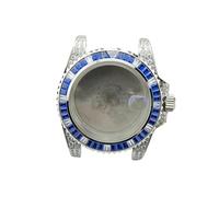 GMVGKLCPCF Apto for caja NH35 Caja de reloj cristal zafiro for diamante y anillo arcoíris 40,5 mm for movimiento NH35/NH36/NH34/4R35/6R35/4R36/6R36(Blue,Synthetic Sapphire)