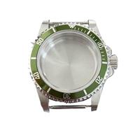 GMVGKLCPCF Caja de cristal zafiro for espejo plano retro 39,5 mm, caja acero inoxidable apta for movimiento mecánico NH35 NH36, cubierta reloj 120 clics(Light Green Ring)