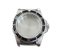 GMVGKLCPCF Caja de cristal zafiro for espejo plano retro 39,5 mm, caja acero inoxidable apta for movimiento mecánico NH35 NH36, cubierta reloj 120 clics(Black Strip Ring)
