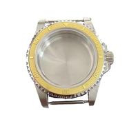 GMVGKLCPCF Caja de cristal zafiro for espejo plano retro 39,5 mm, caja acero inoxidable apta for movimiento mecánico NH35 NH36, cubierta reloj 120 clics(Gold NoAntiFinger)
