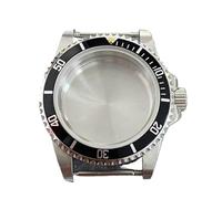 GMVGKLCPCF Caja de cristal zafiro for espejo plano retro 39,5 mm, caja acero inoxidable apta for movimiento mecánico NH35 NH36, cubierta reloj 120 clics(Black Yellow Bead)