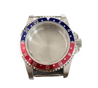 GMVGKLCPCF Caja de cristal zafiro for espejo plano retro 39,5 mm, caja acero inoxidable apta for movimiento mecánico NH35 NH36, cubierta reloj 120 clics(Blue Red Ring)