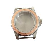 GMVGKLCPCF Caja de cristal zafiro for espejo plano retro 39,5 mm, caja acero inoxidable apta for movimiento mecánico NH35 NH36, cubierta reloj 120 clics(RosGold NoAntiFinger)