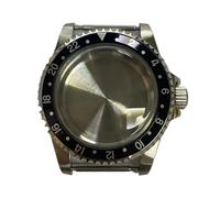 GMVGKLCPCF Caja de reloj acero inoxidable for espejo convexo 39,5 mm, estilo vintage, apta for relojes for movimiento NH35 y NH36, accesorios piezas actualización(Black GMT)